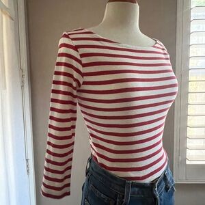 NWT Zara Red Striped Boatneck Mariner Top